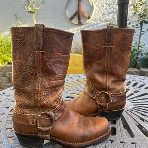 Frye Tan Leather Women's Combat Boots